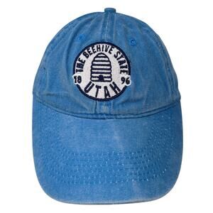 The Beehive State Utah Strapback Baseball Cap Blue One Size Embroidered Kaufman